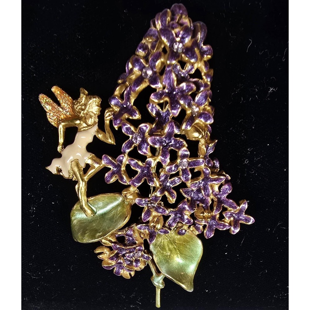 Vintage Kirks Folly Signed Lilac Angel Enamel Brooch ,Girlie, Bringing Back 80's